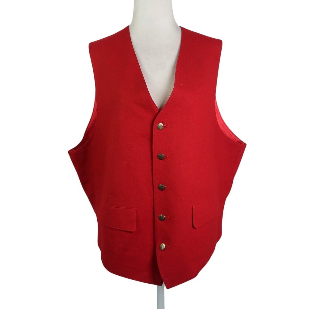 Vintage Pendleton Red Wool Button Front Vest Mens 44